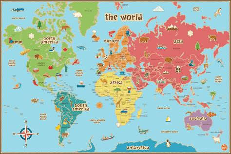 World Map Kids Printable Kids World Map World Map Wall Decal World