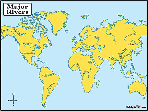 Map Of Longest Rivers In The World Concurso Ps