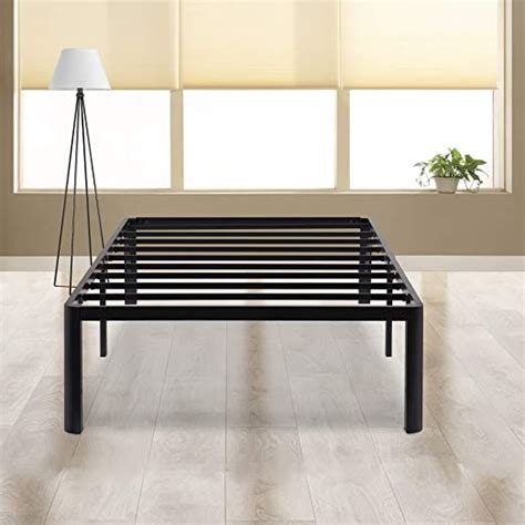 olee sleep 14 inch tall round edge steel slat non slip support bed frame s 3500 olr14bf10t