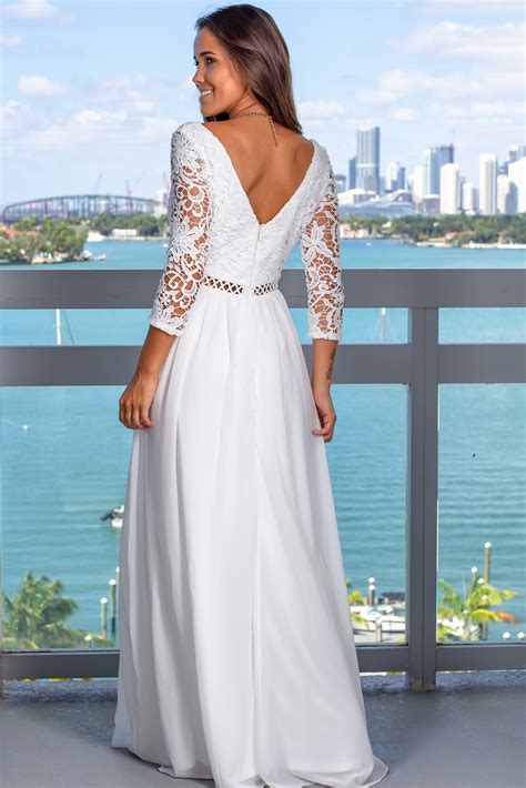 White Crochet Top Maxi Dress With Sleeves Maxi Dresses Saved By The