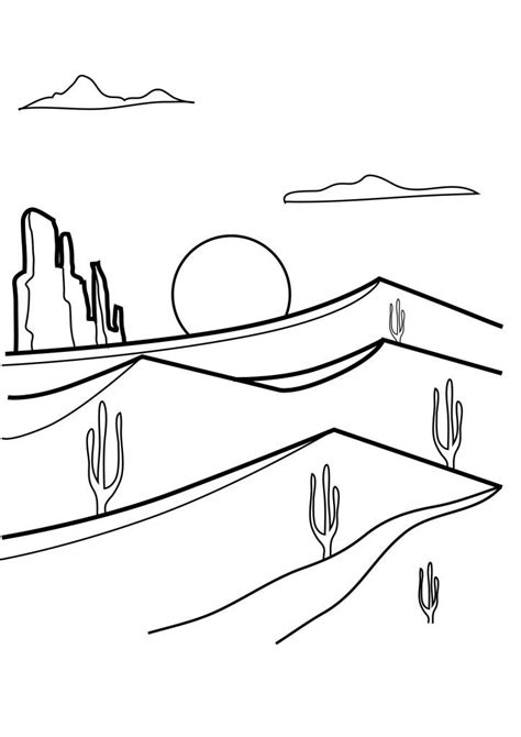 Desert Sunset Coloring Pages