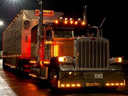 Peterbilt Night Trucks Lights Semi Truck Running