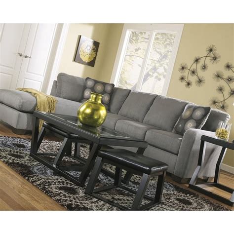Ashley Furniture Zella Microfiber Sofa Sectional In Charcoal 7020016