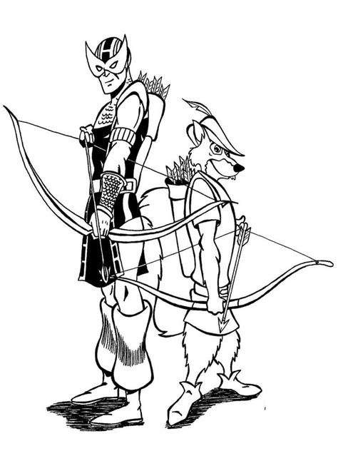 Robin Hood And Hawkeye Coloring Page Free Printable Coloring Pages