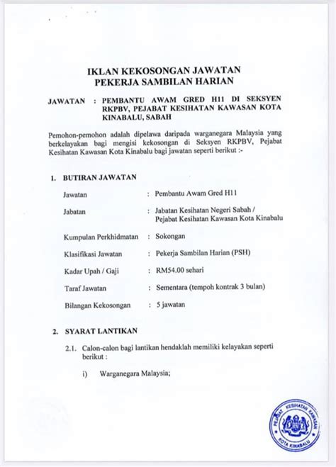 Tanda tangan dan identitas lengkap pelaksana dan pejabat atau pihak terkait lainnya yang. Jawatan Kosong di Pejabat Kesihatan Kawasan Kota Kinabalu ...