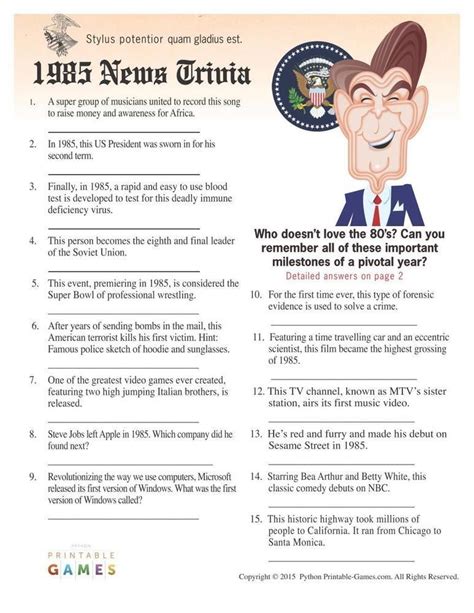 It lasted just 38 minutes. Presidential Trivia Questions And Answers Printable ...