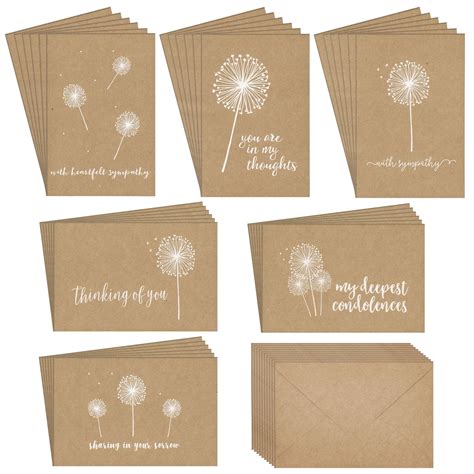 36 Pack Sympathy Cards Bulk With Envelopes Kraft Paper Condolence