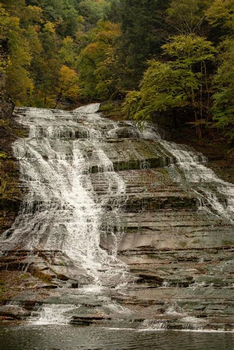 Waterfall Cascading Over The Rocks In State Park Stock Image Image Of