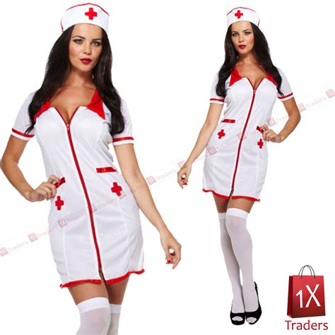 New Adult Sexy Hot Nurse Uniform Fancy Dress Ladies Hen Party Costume Outfit Ebay