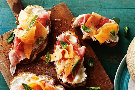 Rockmelon Bruschetta With Goats Cheese And Prosciutto