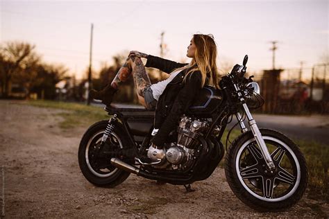 Attractive Girl Motorcycle Rider Posing By Stocksy Contributor Dalton Campbell Stocksy