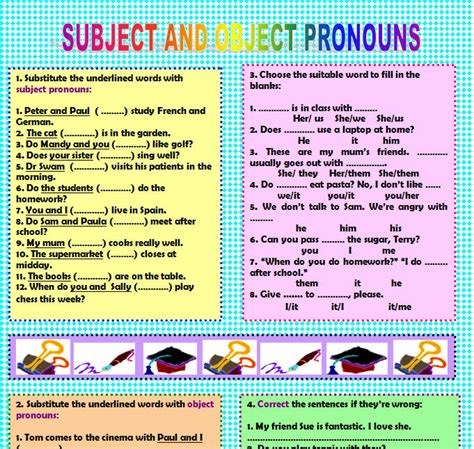 Personal Pronouns Subject And Object Exercises