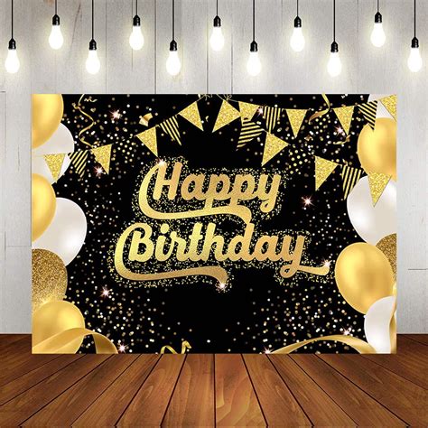 Buy Avezano X Ft Happy Birthday Photography Backdrop Gold And Black Balloons Birthday Party