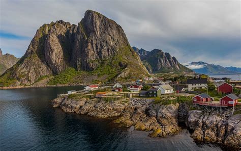 Norway Mountains Sea Town Bay Houses Wallpaper Travel And World