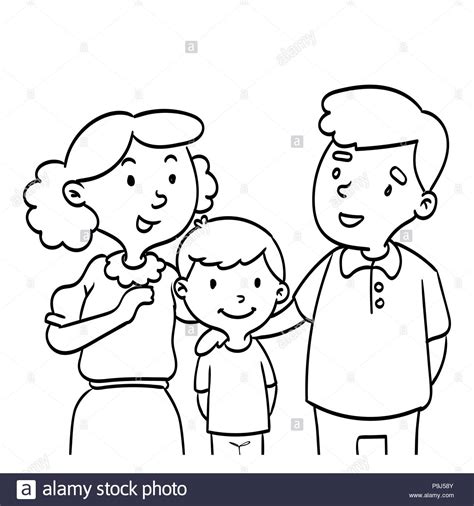 En la primera imagen podemos ver una familia de 5 integrantes, en donde están ambos padres y 3 hijos, de los cuales uno es un bebé. Dibujadas a mano de familia feliz. Libro para colorear ...