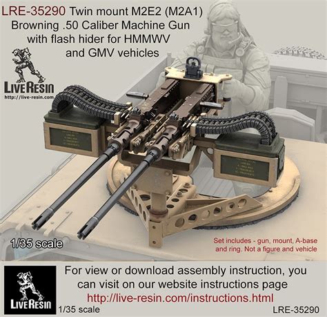 Twin Mount M2e2 M2a1 Browning 50 Caliber Machine Gun Wit Flash Hider