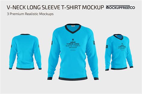 Mens V Neck Long Sleeve T Shirts Mockup Set Free Psd Templates