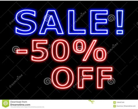 Sale 50off Red Sign Neon On Black Stock Image Image Of Area Sale