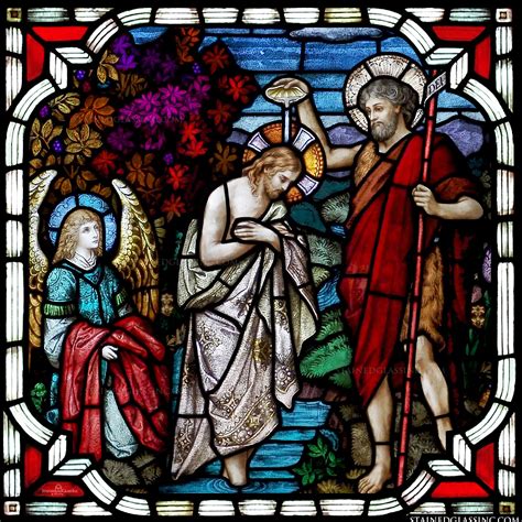 Baptism Of Jesus Religious Stained Glass Window