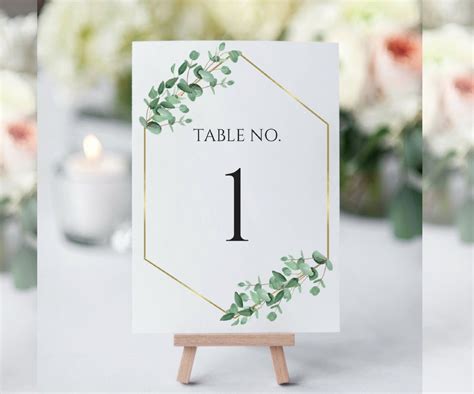 Eucalyptus Table Numbers Greenery Table Numbers Template Etsy Canada