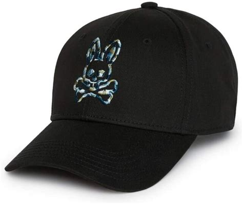 Psycho Bunny Mens Embroidered Cotton Sports Baseball Cap Strapback Hat