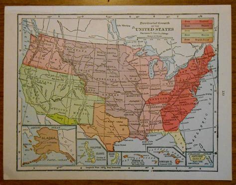 Vintage Map Of United States Old 1920s Small Size Antique Us
