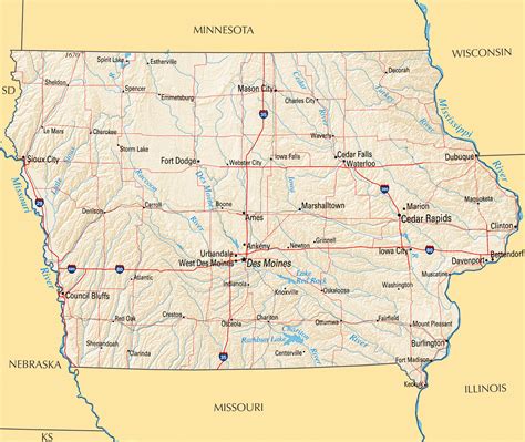 Iowa State Map Car Radio Gps