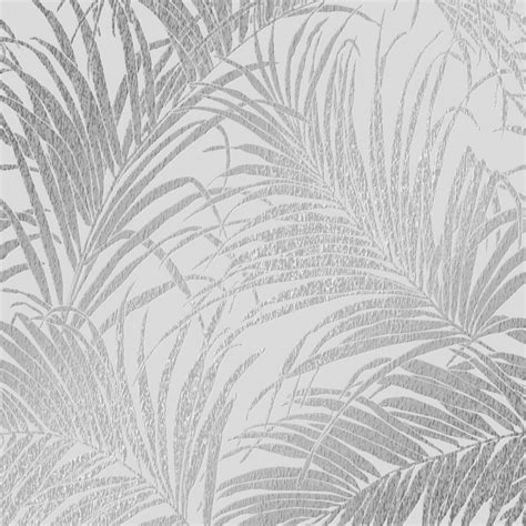 Sapphire Palm Leaf Wallpaper Grey Silver Wallpaper From