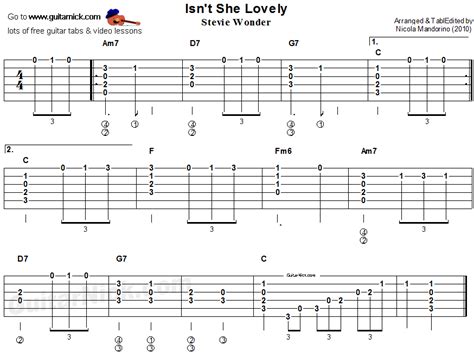 Isnt She Lovely Guitar Tab With Melody And Chords