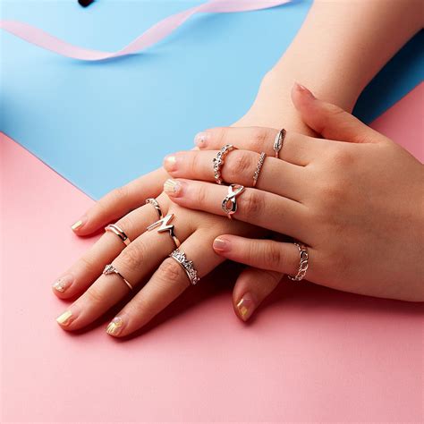 Rinhoo Friendship 10pcs Bohemian Finger Knuckle Rings Ring Sets Vintage