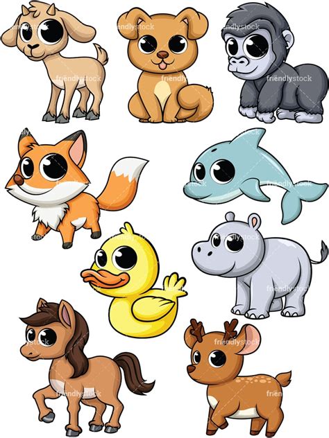 Download 520,000+ royalty free cute animal cartoon vector images. Cute Baby Animals Cartoon Vector Clipart - FriendlyStock