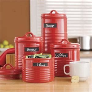 Red poppy canister set of four heights of each canister with lid on to the top of the knob: Kitchen Canister Sets in Red Color - HomesFeed