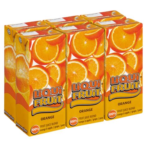 Liqui Fruit 100 Orange Juice Blend Boxes 6 X 250ml Kids Juice