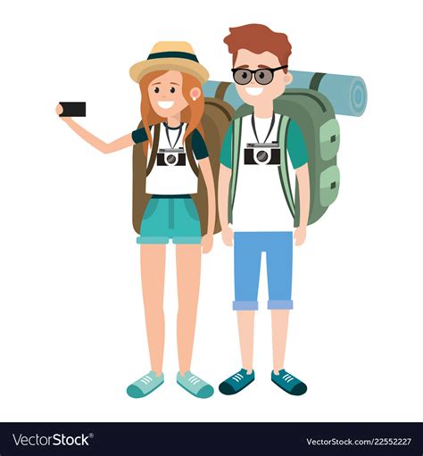 Tourist Couple Cartoons Royalty Free Vector Image