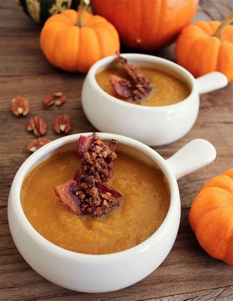 Harvest Pumpkin Soup With Candied Bacon Domesticate Me
