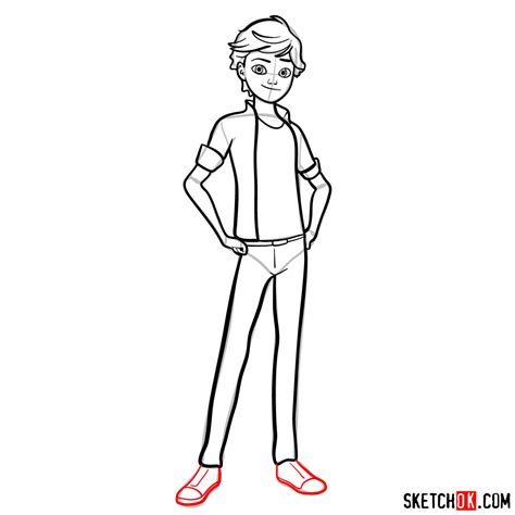 How to draw adrien agreste (cat noir) from: How to draw Adrien Agreste (Cat Noir) - Sketchok