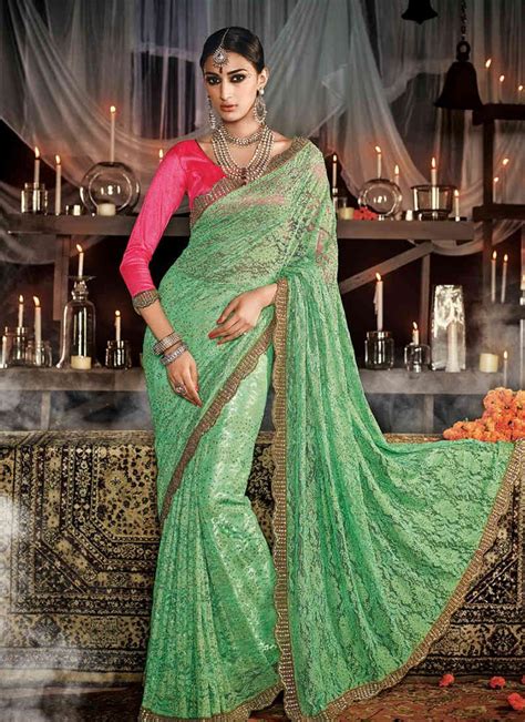 Allover Pista Green Saree Saree Designs Party Wear Sarees Lace Saree