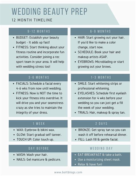Wedding Beauty Prep Timeline Month Guide Wedding Beauty Prep Wedding Beauty Timeline