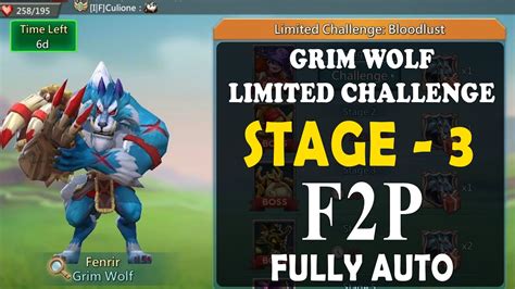 Lords Mobile Grim Wolf Limited Challenge Auto Stage 3 Bloodlust