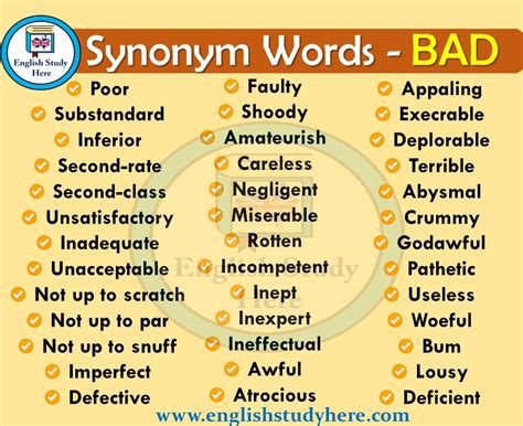 Find 102 ways to say one after another, along with antonyms, related words, and example sentences at thesaurus.com, the world's most trusted free thesaurus. Bad Synonyms Words - English Study Here