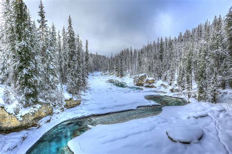 Fondos De Pantalla Invierno Canadá Ríos Bosques Alberta Nieve