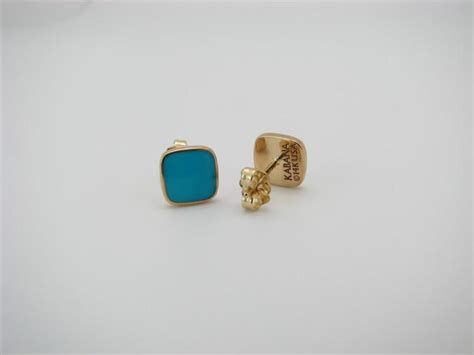 Kabana Square Gold Stud Earrings Inlay Jewelry Kabana Jewelry
