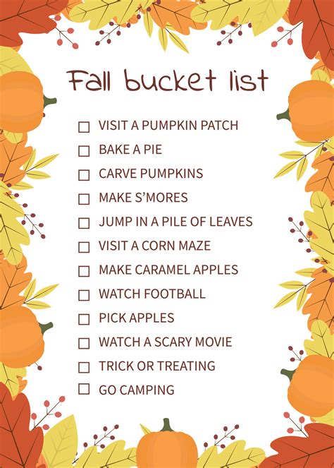 Fall Bucket List Funny Autumn Things To Do Checklist Seasonal