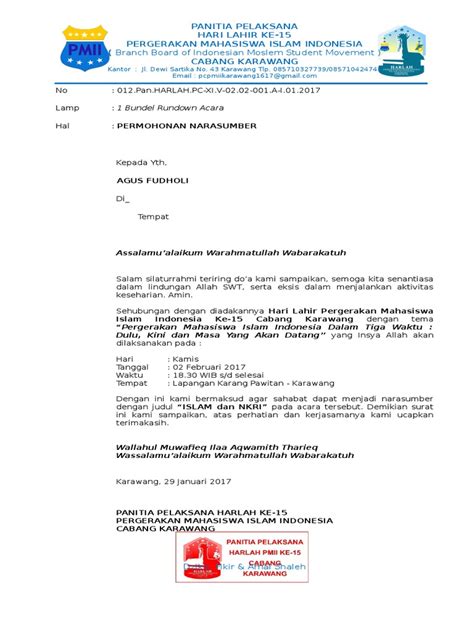 Contoh Surat Permohonan Narasumber Seminar Surat Lengkap Images And