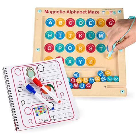 Buy Motlan Montessori Magnetic Alphabet Maze Board Wooden Letter