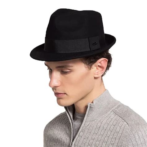 Fs Black Mens Hats Fedoras Short Brim Panama Fedora Gentleman Felt Hat