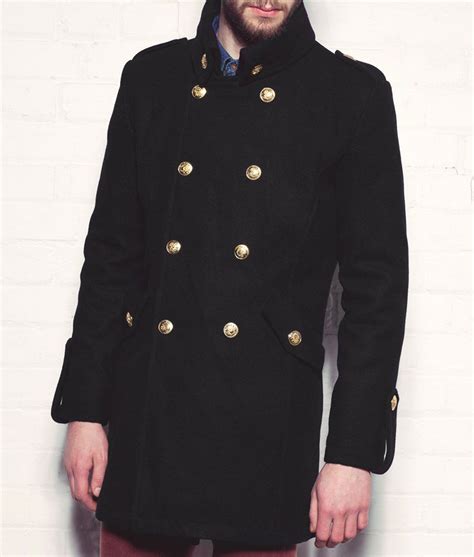 Mens Wool Black Coat With Gold Buttons Jackets Creator