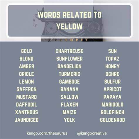 Words Related To Yellow Writing Words Book Writing Tips Words