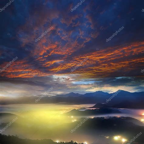 Beautiful Summer Sunrise In Mountains — Stock Photo © Nicholashan 37178835