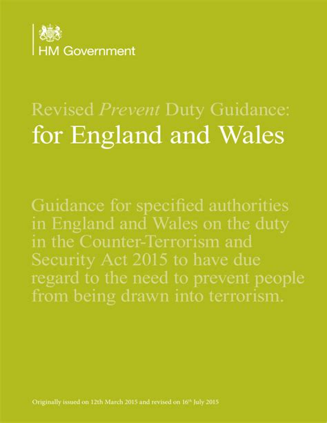 Prevent Duty Guidance For England And Wales